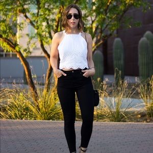 Abercrombie & Fitch White Eyelet Halter Top